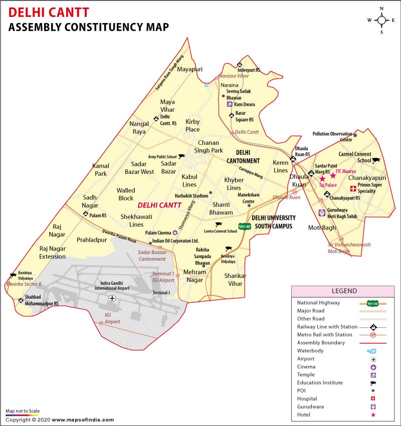 Map of Delhi Cantt Assembly Constituency 2020