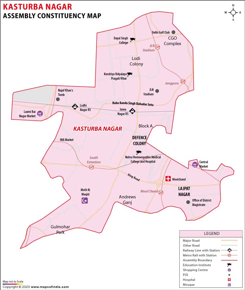  Contituency Map of Kasturba Nagar (sc) 2020