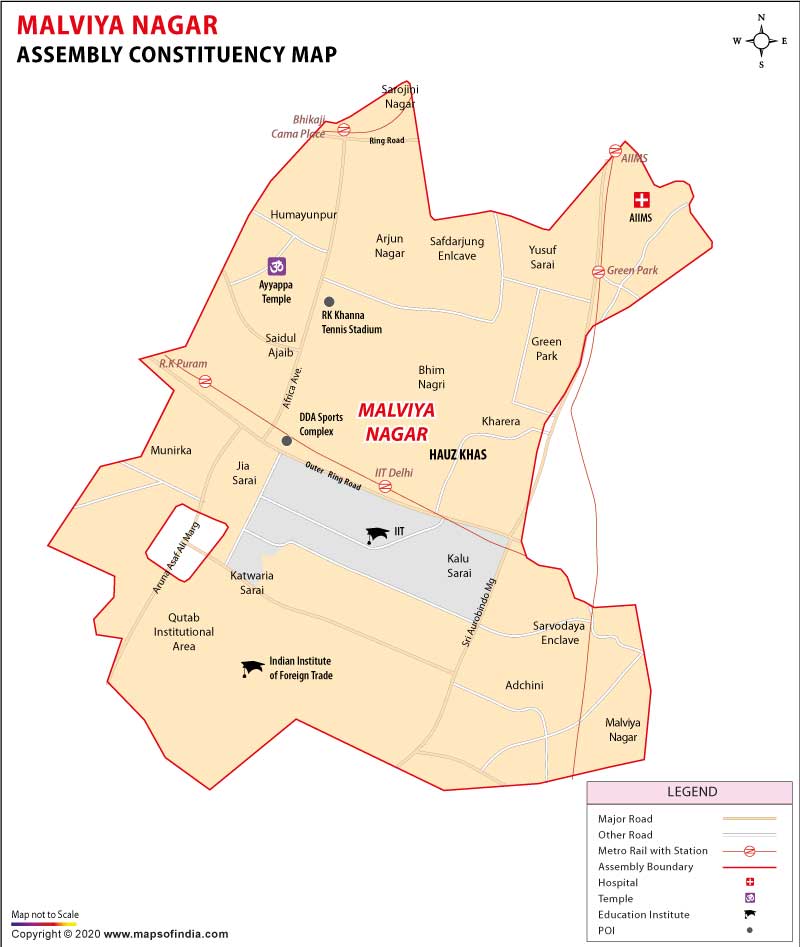  Contituency Map of Malviya Nagar 2020