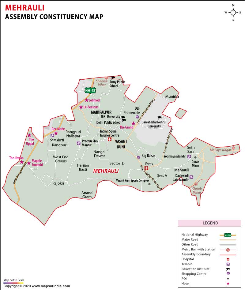Map of Mehrauli Assembly Constituency 2025