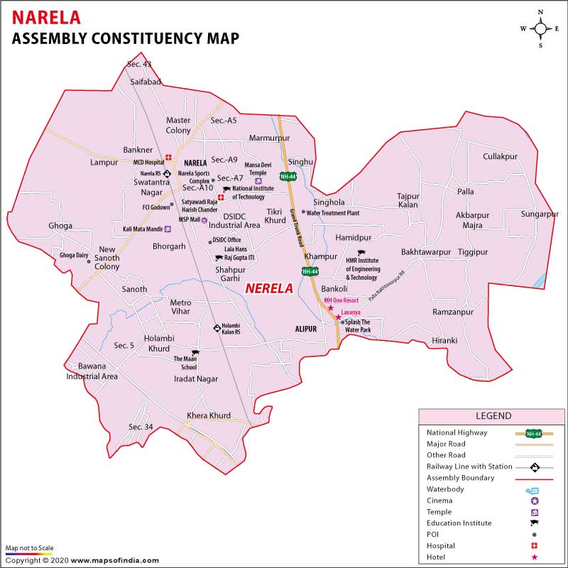 Map of Narela Assembly Constituency 2020