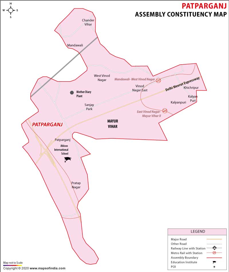 Map of Patpar Ganj Assembly Constituency 2020