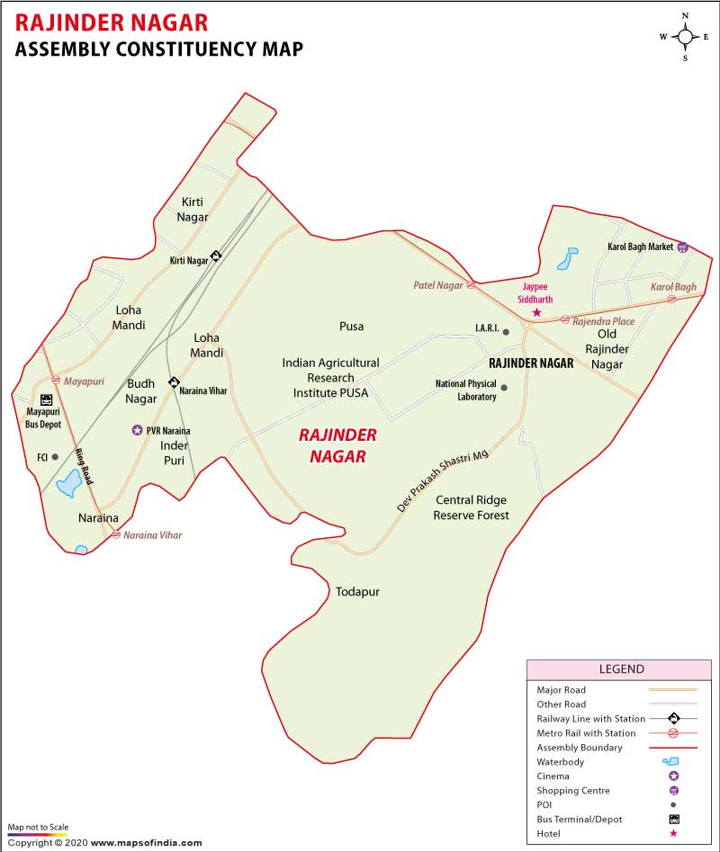 Map of Rajinder Nagar Assembly Constituency 2020