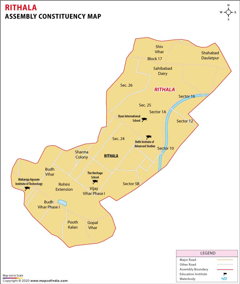 Map of Rithala Assembly Constituency 2020