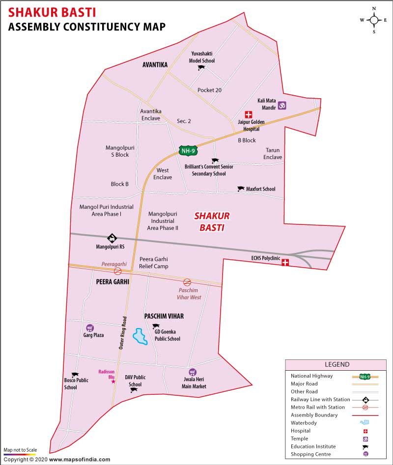  Map of Shakur Basti Assembly Constituency 2020