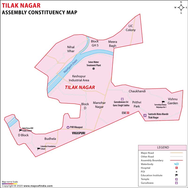  Contituency Map of Tilak Nagar 2020