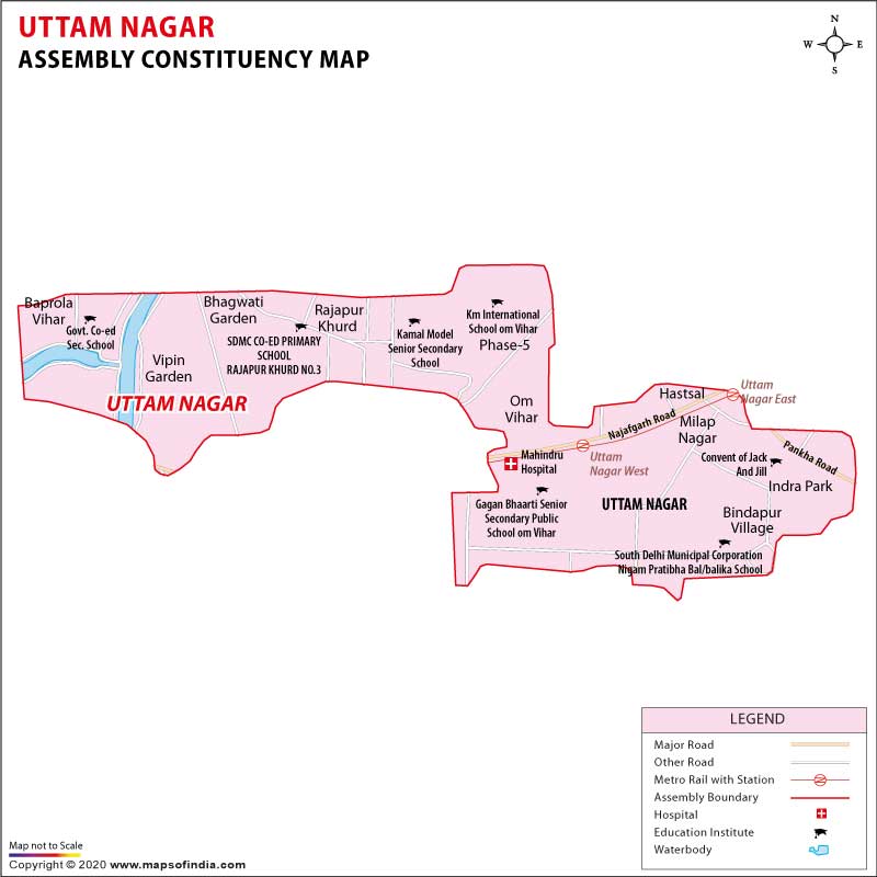 Map of Uttam Nagar Assembly Constituency 2020