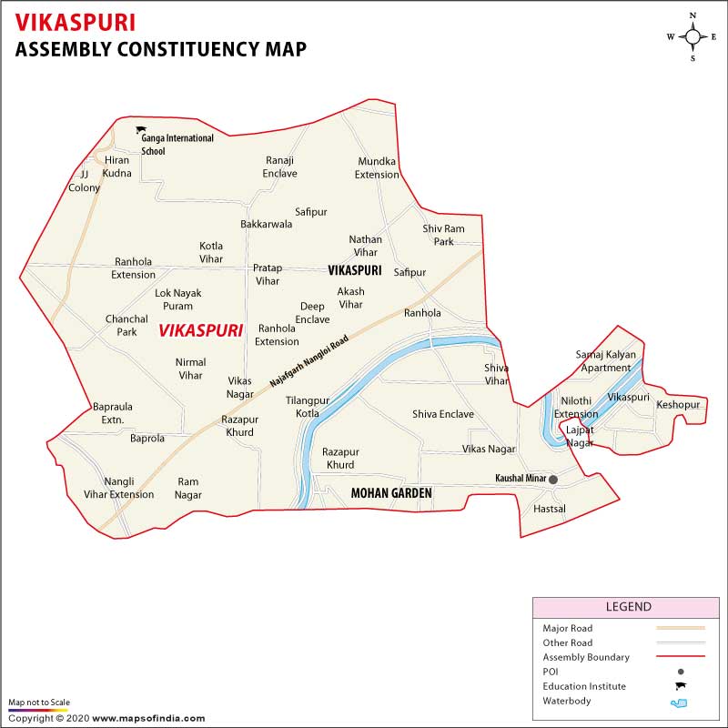 Map of Vikaspuri Assembly Constituency 2020