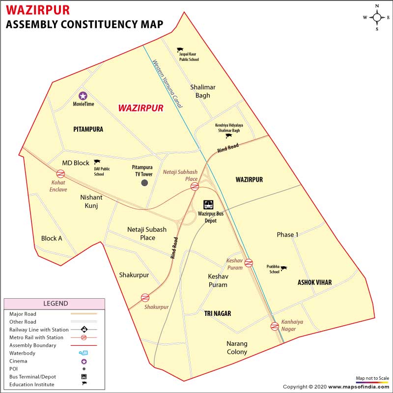 Map of Wazirpur Assembly Constituency 2020