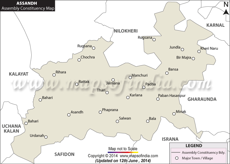 Map of Assandh Assembly Constituency