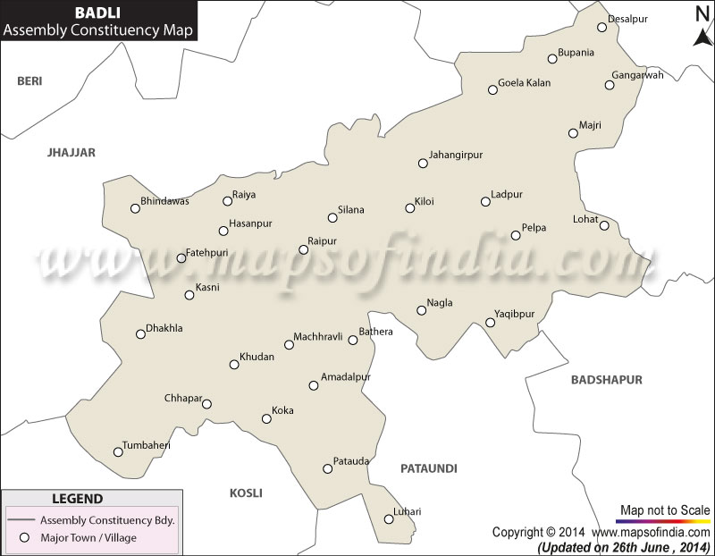 Map of Badli Assembly Constituency