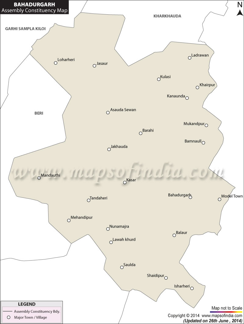 Map of Bahadurgarh Assembly Constituency