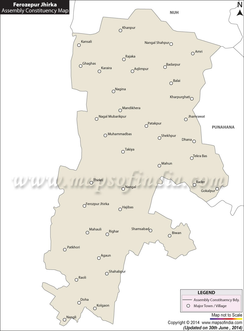 Map of Ferozepur Jhirka Assembly Constituency