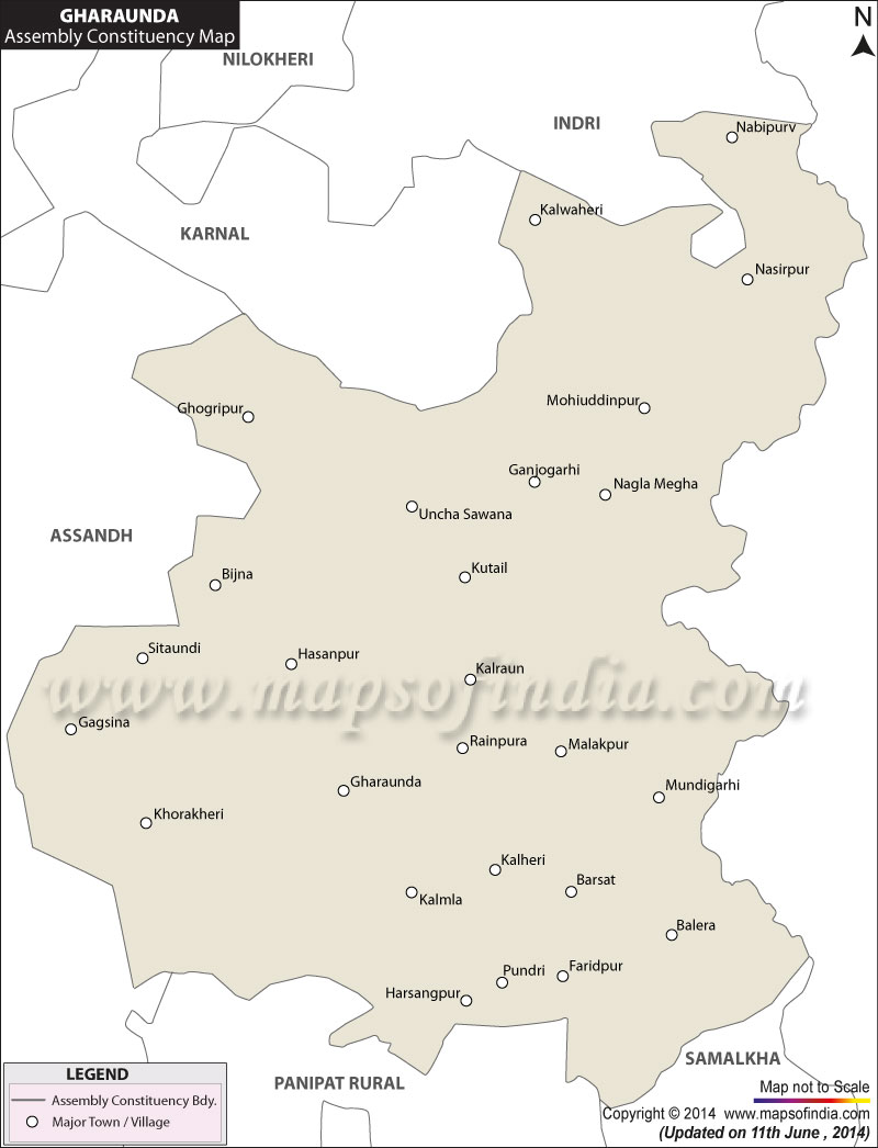 Map of Gharaunda Assembly Constituency