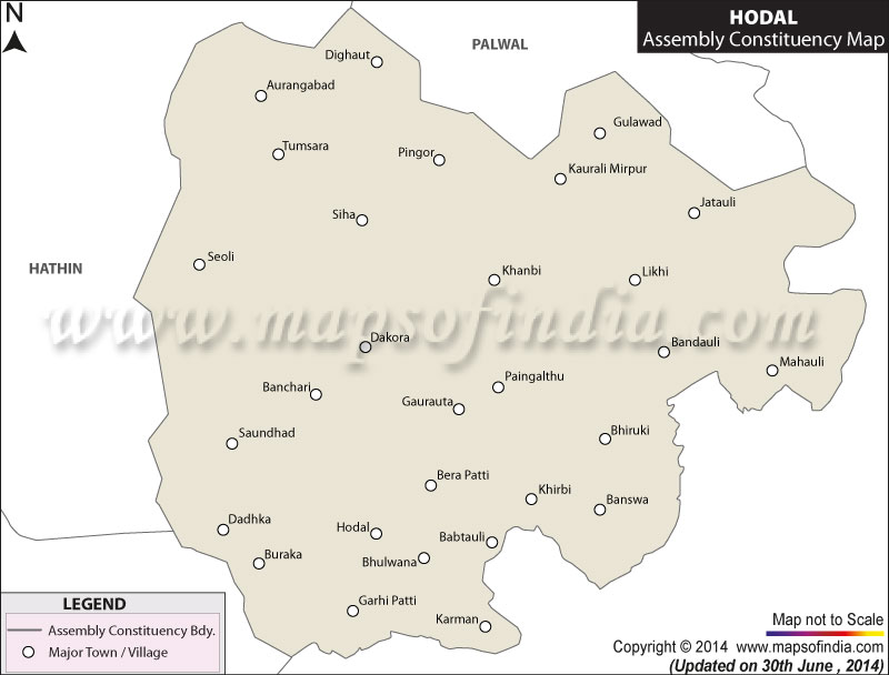 Map of Hodal Assembly Constituency
