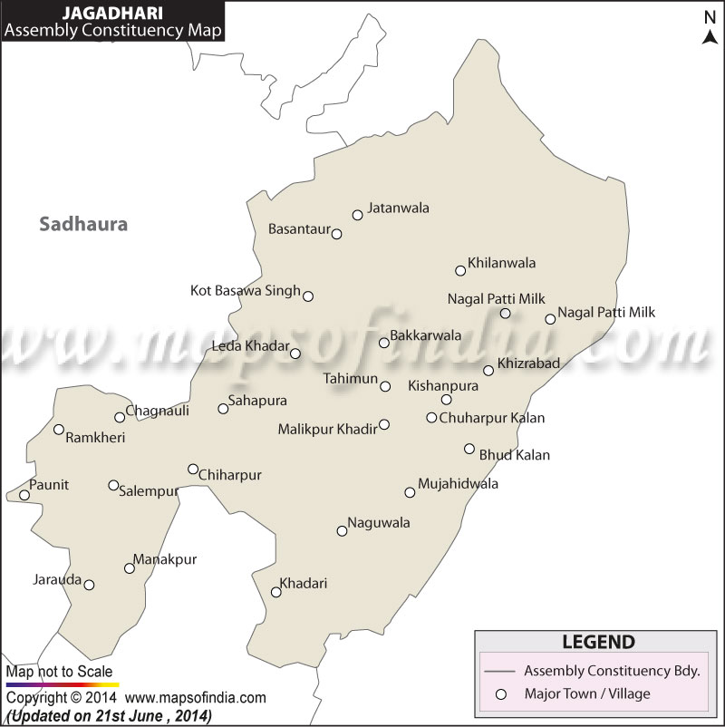 Map of Jagadhari Assembly Constituency