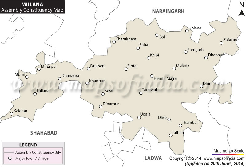 Map of Mullana Assembly Constituency