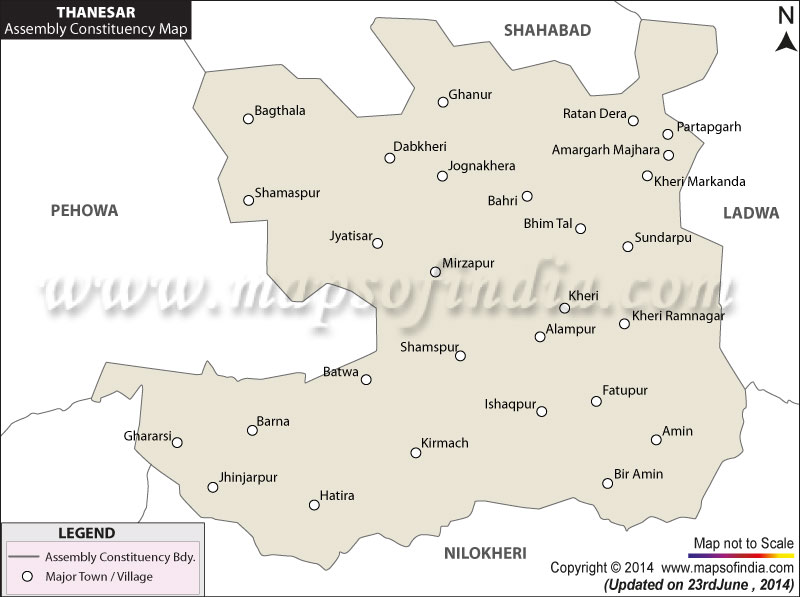Map of Thanesar Assembly Constituency