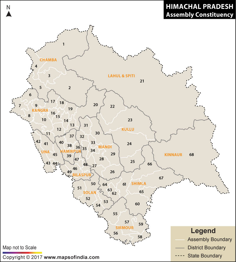 Map of Himachal Pradesh Assembly Constituency