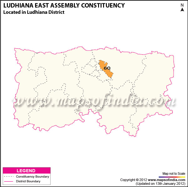 Assembly Constituency Map of Ludhiana East