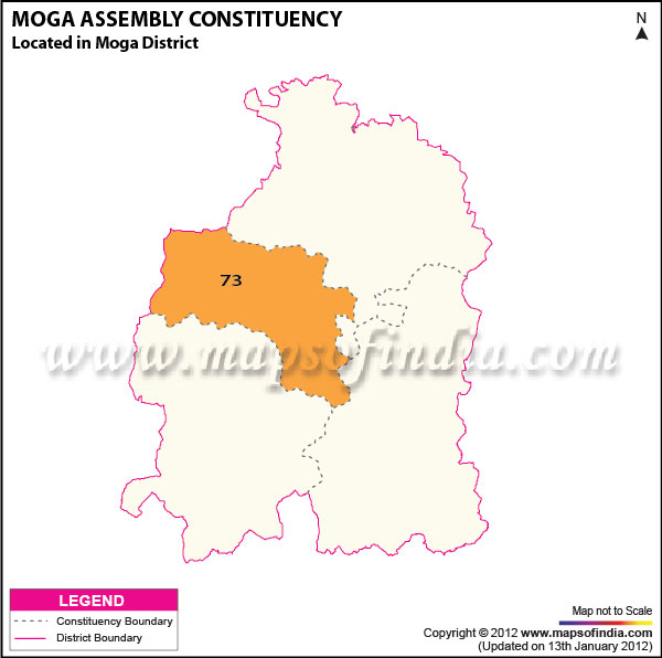 Assembly Constituency Map of Moga