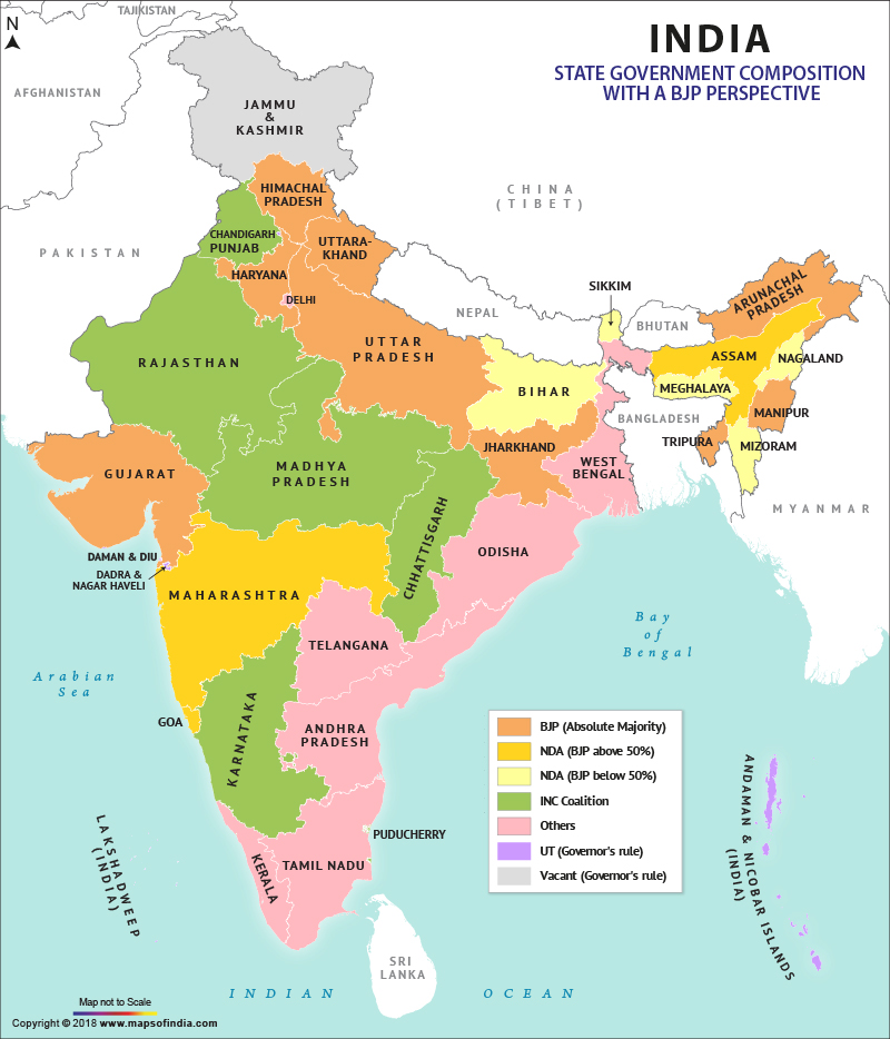 Bjp Ruled States In India Map Map of BJP Ruling States in India 2018, List of BJP Ruled States