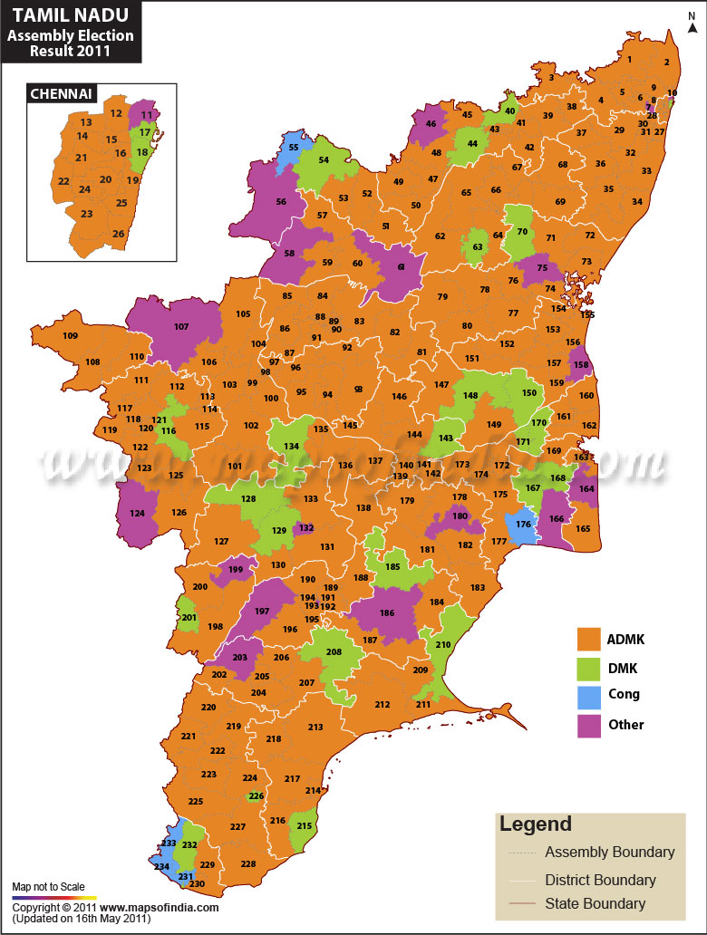 2011 Tamil Nadu Assembly Election Result Map