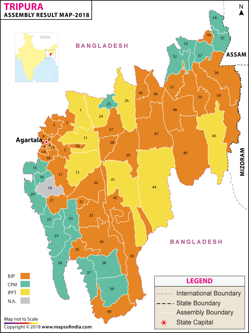 Tripura Assembly Election Results 2018 Map