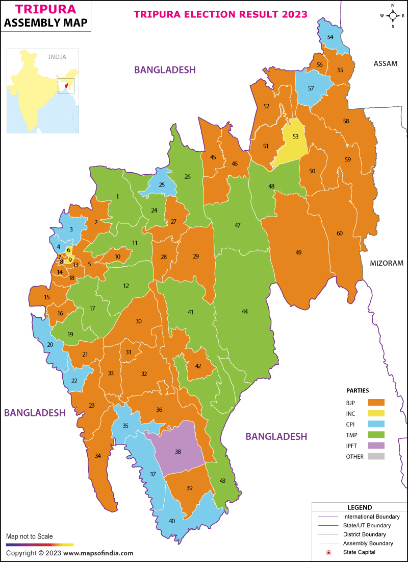 Tripura Assembly Election Results 2023 Map