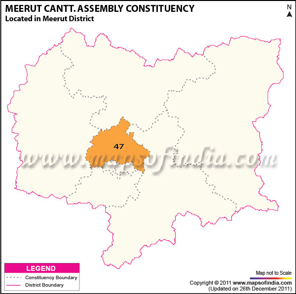 Assembly Constituency Map of  Meerut Cantt