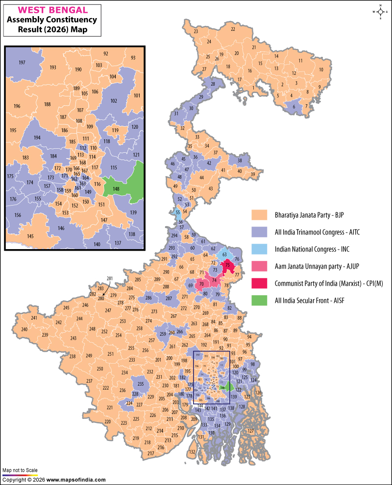 West Bengal Election Results Map 2026