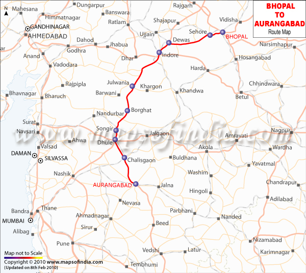 Bhopal Aurangabad Route Map