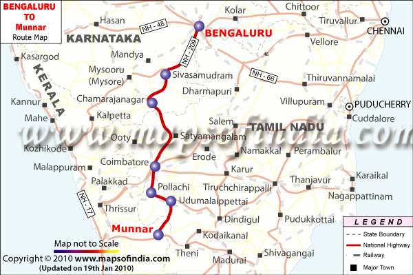 Bengaluru To Munnar Route Map 