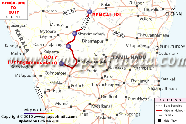 Bengaluru to Ooty Route Map