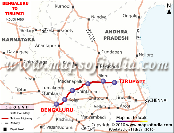 Bengaluru to Tirupati Route Map