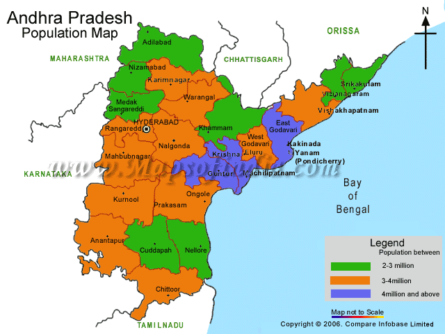 Andhra Pradesh Population Map 2001