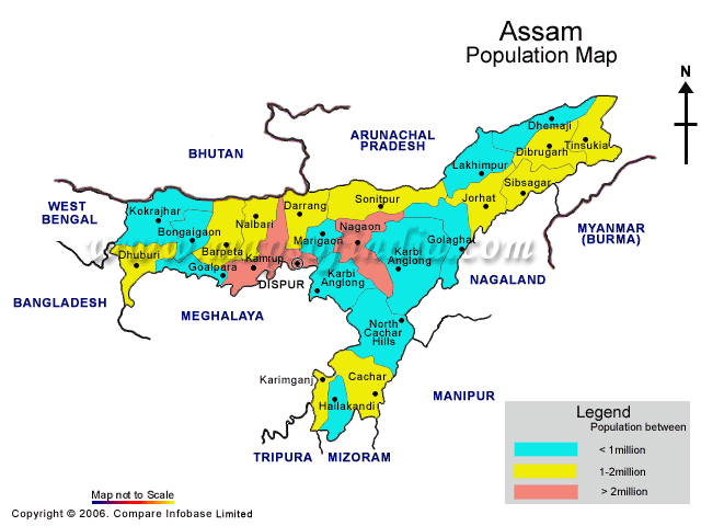 Assam Population Map 2001