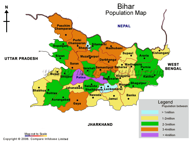 Bihar Population Map 2001