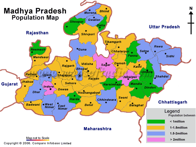 Madhya Pradesh Population Map 2001