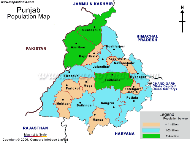 Punjab Population Map 2001