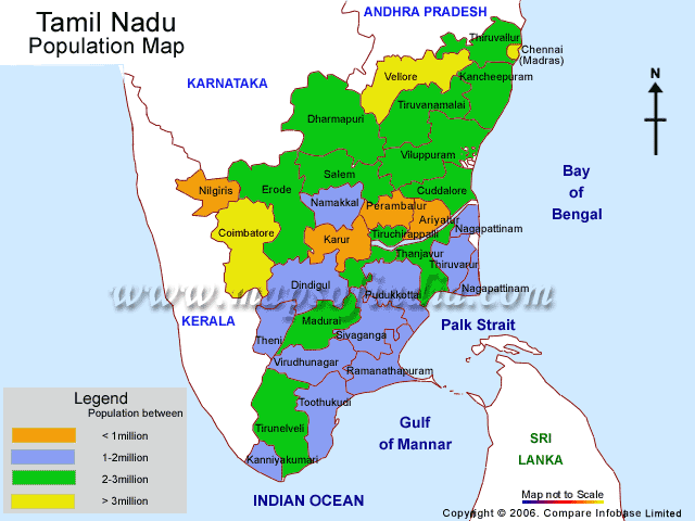 Tamil Nadu Population Map 2001