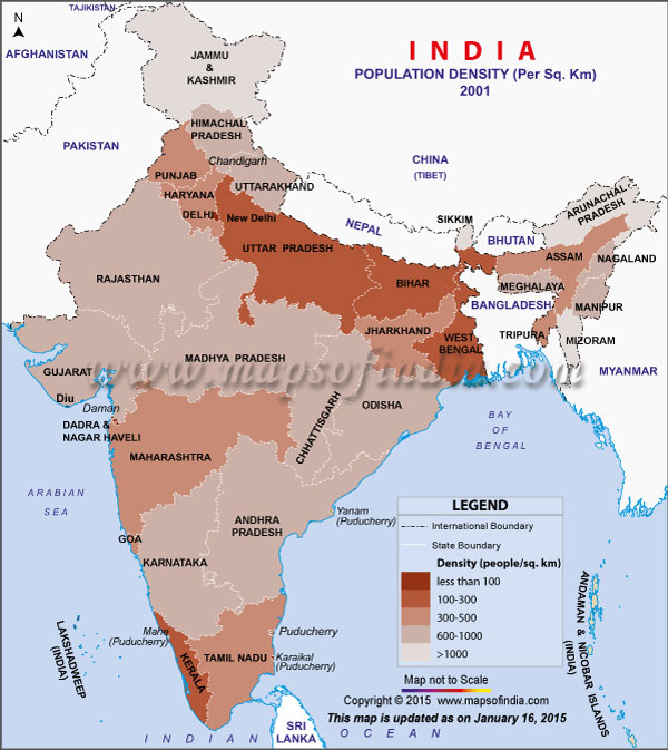 Population Density Map Of India India Population Density