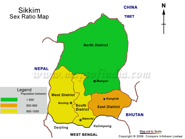 Sex Ratio Map of Sikkim