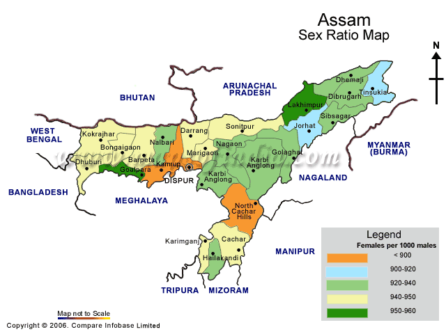 Sex Ratio Map of Assam