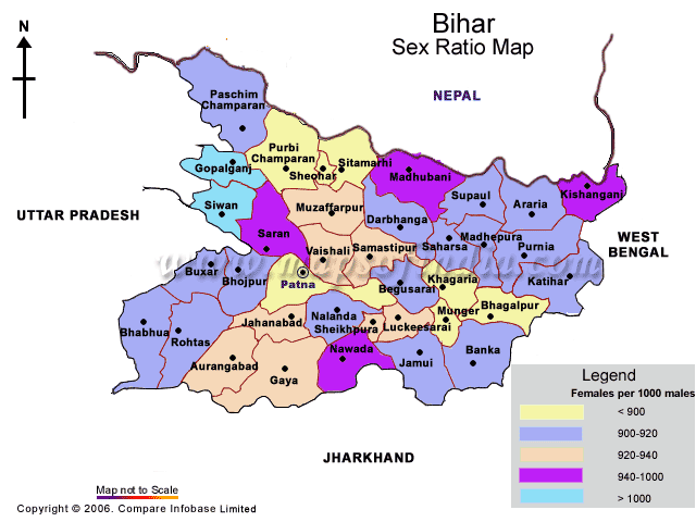 Sex Ratio Map of Bihar