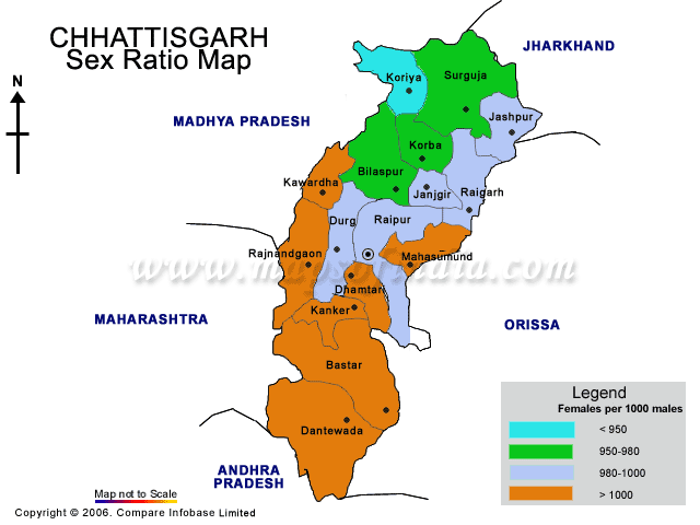 Sex Ratio Map of Chattisgarh
