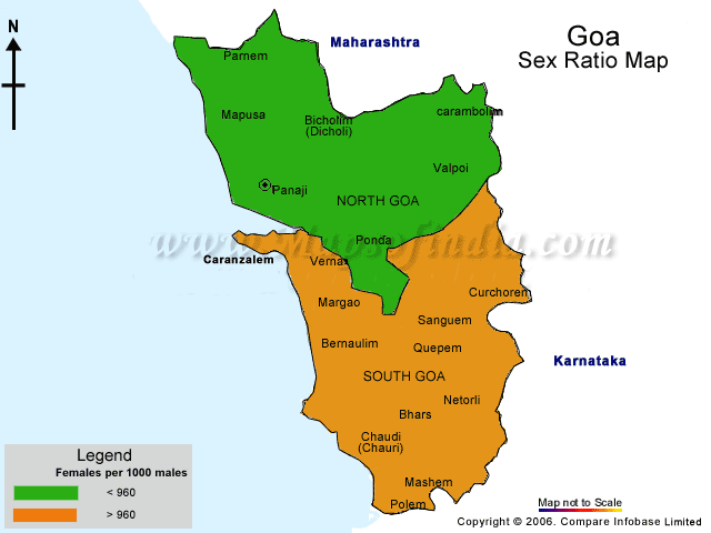 Sex Ratio Map of Goa