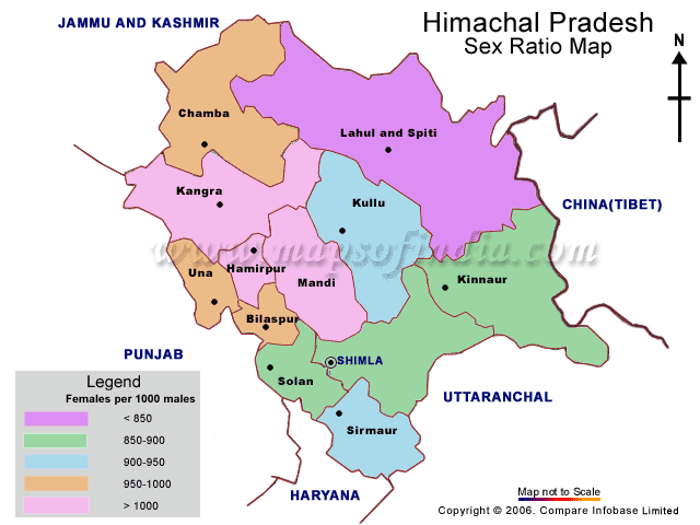 Sex Ratio Map of Himachal Pradesh
