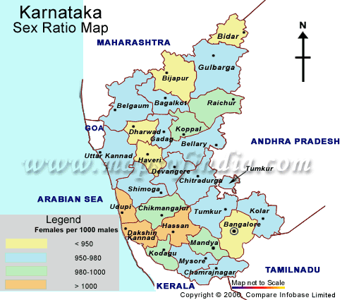 Sex Ratio Map of Karnataka