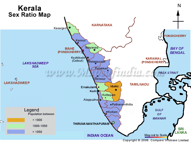 Sex Ratio Map of Kerala 